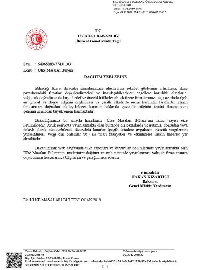 Ulke masalari bulteni